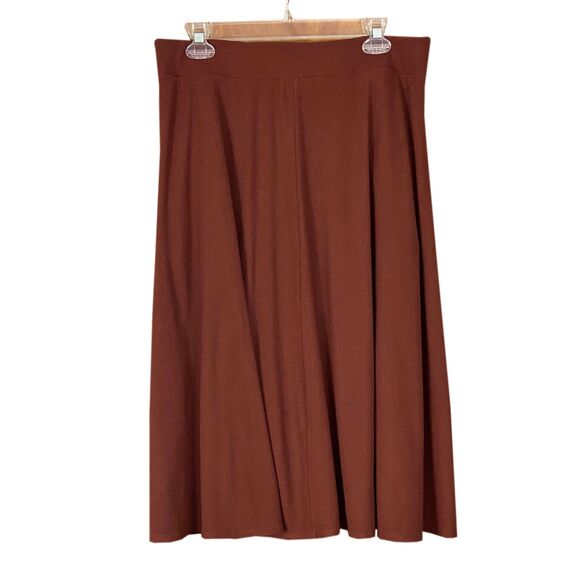 Torrid Midi Rib Button-Front Skirt Size 0 (L/12) Brandy Brown Pockets Stretch - Picture 3 of 5